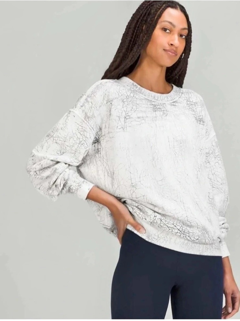 lululemon Abstract Print Sweatshirt in White & Gray Like New